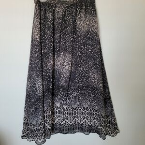 VTG Leopard Maxi Skirt Size M P Black Gray White Animal Flowy Whimsagoth Moody